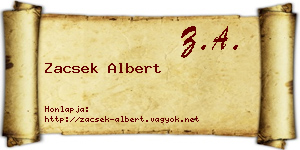 Zacsek Albert névjegykártya